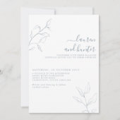 Modern Dusty Blue Script Botanical Photo Wedding Kaart (Voorkant)