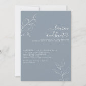 Modern Dusty Blue Script Botanical Wedding Invitat Kaart (Voorkant)