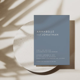 Modern dusty blue script hedendaags huwelijk kaart