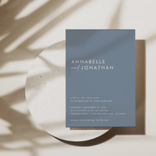 Modern dusty blue script hedendaags huwelijk kaart