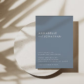 Modern dusty blue script hedendaags huwelijk kaart