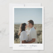Modern Dusty Blue Script Photo Save the Date Kaart (Achterkant)