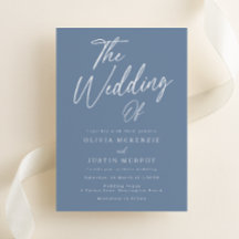 Modern Dusty Blue Script Wedding