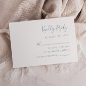 Modern Dusty Blue Script Wedding RSVP Kaartje
