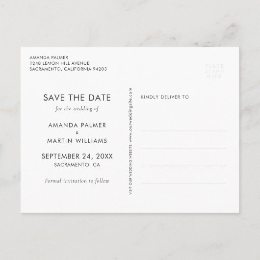 Modern Dusty Blue Script Wedding Save the Date Aankondigingskaart (Achterkant)