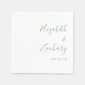 Modern Dusty Blue Script Wedding Servet (Voorkant)