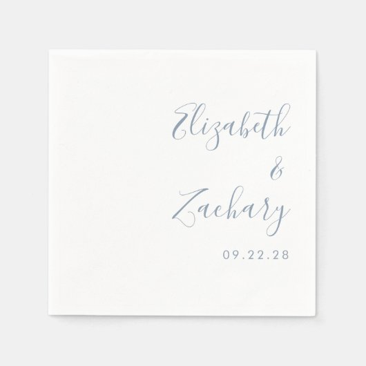 Modern Dusty Blue Script Wedding Servet (Voorkant)
