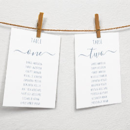 Modern Dusty Blue Script White Seating Chart Card