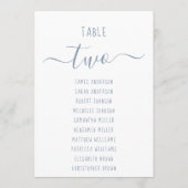 Modern Dusty Blue Script White Seating Chart Card (Achterkant)
