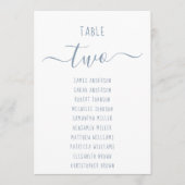 Modern Dusty Blue Script White Seating Chart Card (Voorkant)