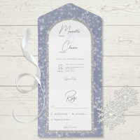 Modern Dusty Blue & Silver Glitter Sneeuw Geen Din