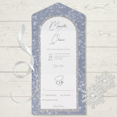 Modern Dusty Blue & Silver Glitter Sneeuw Geen Din All In One Uitnodiging