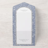Modern Dusty Blue & Silver Glitter Sneeuwdiner All In One Uitnodiging (Buitenkant)