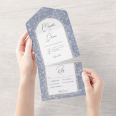 Modern Dusty Blue & Silver Glitter Sneeuwdiner All In One Uitnodiging (Afscheurbaar)