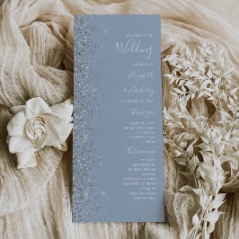 Modern Dusty Blue Silver Glitter Wedding