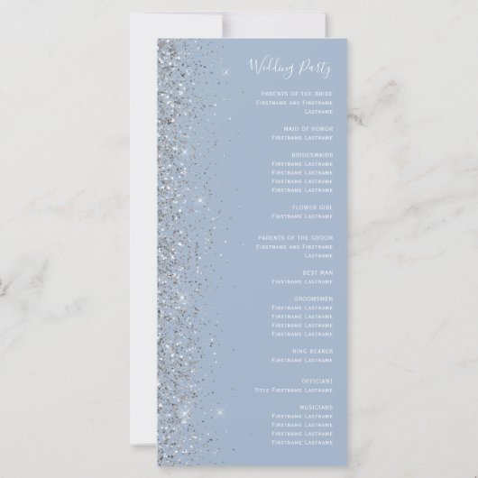 Modern Dusty Blue Silver Glitter Wedding (Achterkant)