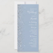 Modern Dusty Blue Silver Glitter Wedding (Voorkant)