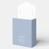 Modern Dusty Blue Silver Glitter Wedding Bedankdoosjes (Geopend)