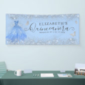 Modern Dusty Blue Silver Gown Quinceañera Welkom Spandoek (Beurs)