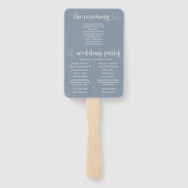Modern Dusty Blue & Silver Heart Trouwprogramma Handwaaier (Achterkant)