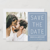 Modern Dusty Blue Sla de datumfoto QR-code op Kaart (Voorkant)