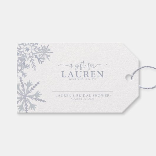 Modern Dusty Blue Sneeuwvlok Geen Wrap Gift Label Cadeaulabel (Voorkant (Horizontaal))