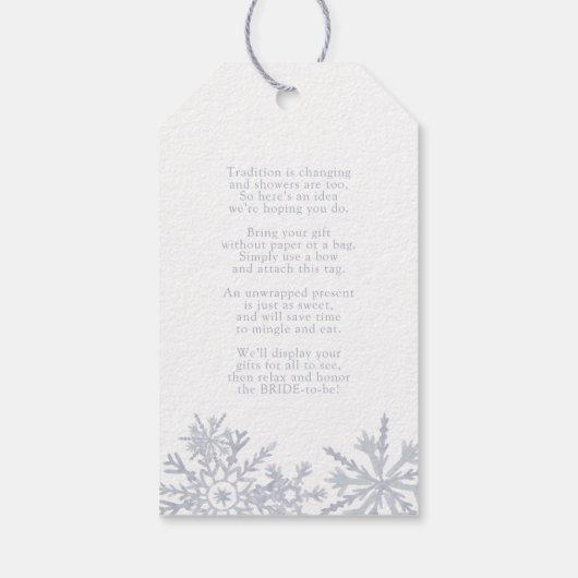 Modern Dusty Blue Sneeuwvlok Geen Wrap Gift Label Cadeaulabel (Achterkant)
