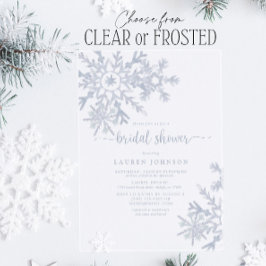 Modern Dusty Blue Snowflake Winter Vrijgezellenfee Acryl Uitnodigingen