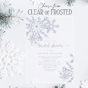 Modern Dusty Blue Snowflake Winter Vrijgezellenfee Acryl Uitnodigingen