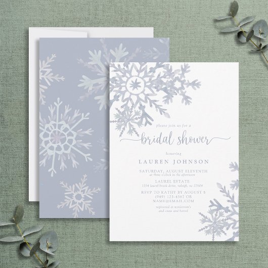Modern Dusty Blue Snowflake Winter Vrijgezellenfee Kaart