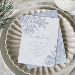 Modern Dusty Blue Snowflake Winter Vrijgezellenfee Kaart