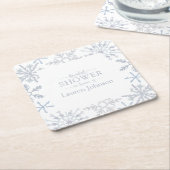 Modern Dusty Blue Snowflake Winter Vrijgezellenfee Kartonnen Onderzetters (Schuin)