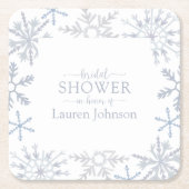 Modern Dusty Blue Snowflake Winter Vrijgezellenfee Kartonnen Onderzetters (Voorkant)