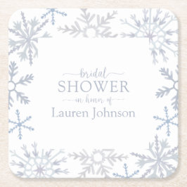 Modern Dusty Blue Snowflake Winter Vrijgezellenfee Kartonnen Onderzetters