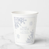 Modern Dusty Blue Snowflake Winter Vrijgezellenfee Papieren Bekers (Achterkant)