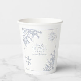 Modern Dusty Blue Snowflake Winter Vrijgezellenfee Papieren Bekers