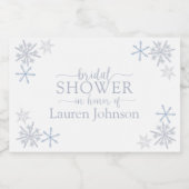 Modern Dusty Blue Snowflake Winter Vrijgezellenfee Sparkling Wijnetiket (Enkel label)