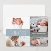 Modern Dusty Blue Soft Grey Welkom Home Baby Bedankkaart (Voorkant / Achterkant)