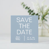 Modern Dusty Blue Square minimalist Save The Date (Staand voorkant)