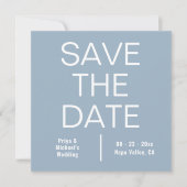 Modern Dusty Blue Square minimalist Save The Date (Voorkant)