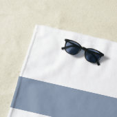 Modern Dusty Blue Striped Strandlaken (In situ)