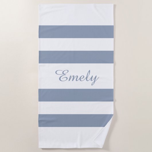 Modern Dusty Blue Striped Strandlaken (Voorkant)