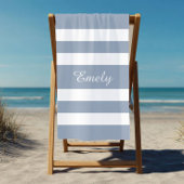 Modern Dusty Blue Striped Strandlaken