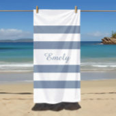 Modern Dusty Blue Striped Strandlaken