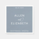 Modern Dusty Blue Stylish Personalized Wedding Servet (Voorkant)