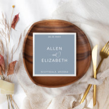 Modern Dusty Blue Stylish Personalized Wedding