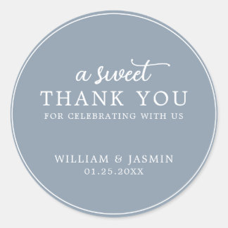 Modern Dusty Blue Sweet Bedankt voor je huwelijk Ronde Sticker