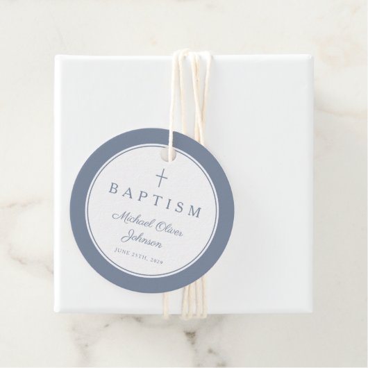 Modern Dusty Blue Thank You Baptism Bedankjes Labels (In situ)