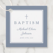 Modern Dusty Blue Thank You Baptism Bedankjes Labels (Voorkant)