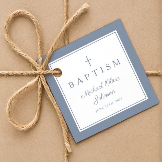 Modern Dusty Blue Thank You Baptism Bedankjes Labels